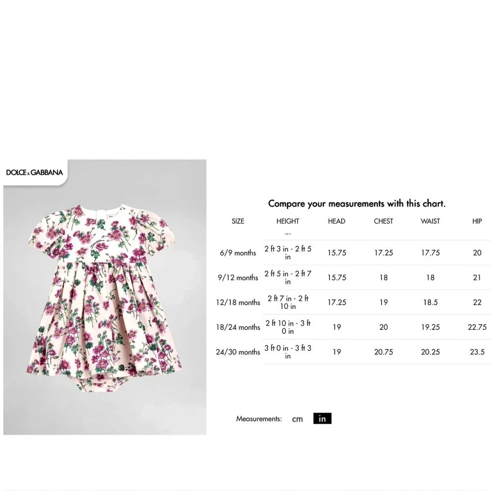 Dolce & Gabbana Baby 3-6 Months Cotton Poplin Floral Dress